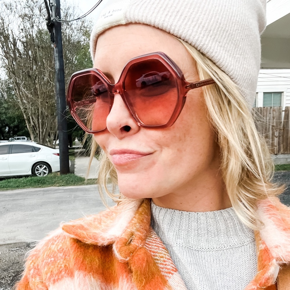 Chloe Oversized Pink Havana Sunglasses with Soft Case
